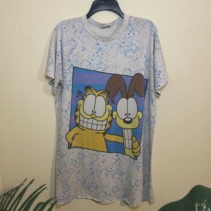 Vintage Rare 1994 PAWS Jim Davis Garfield And Odie All Over Print Sz Large Long